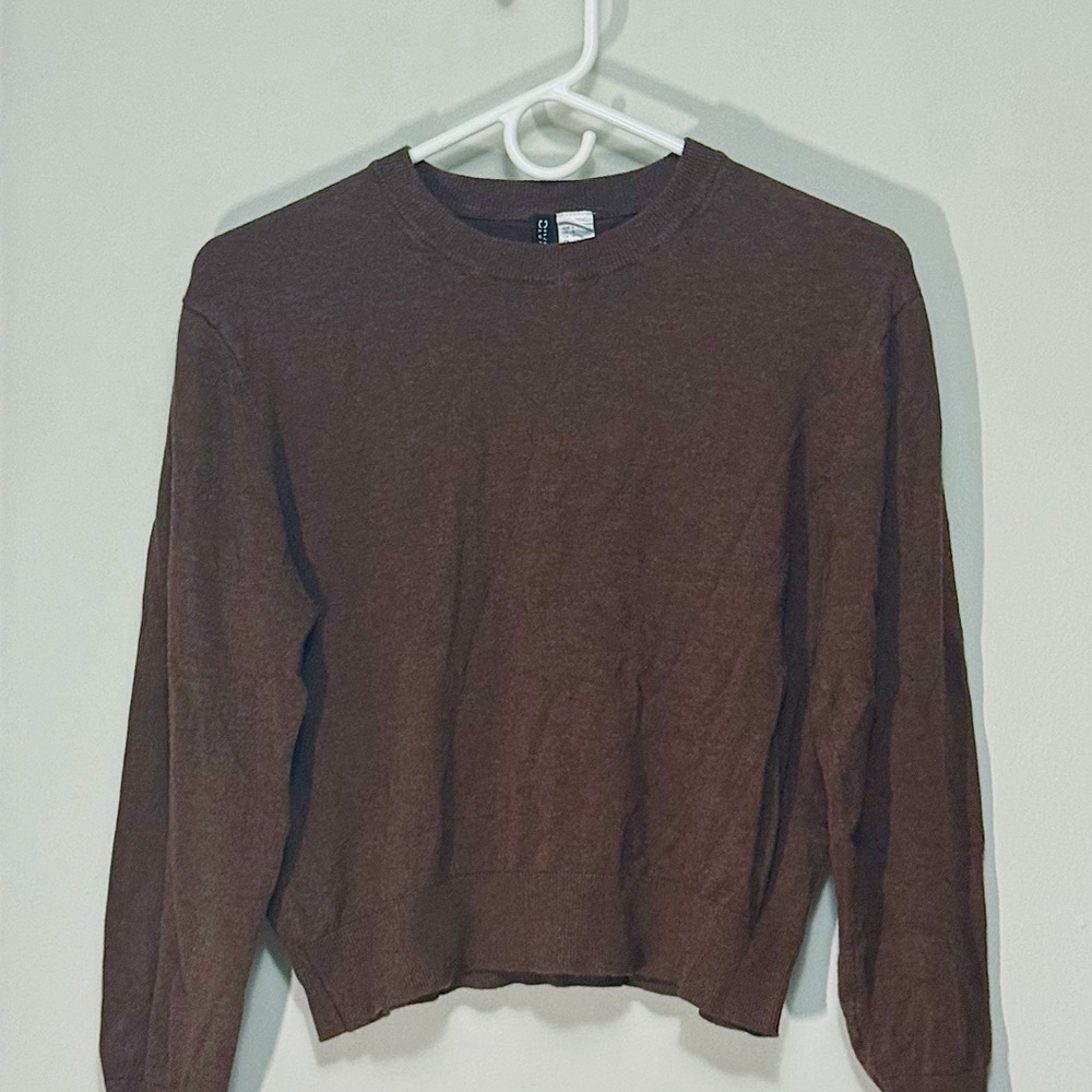 Divided (H&M) Dark Brown Women's Cropped Crew Neck Sweater